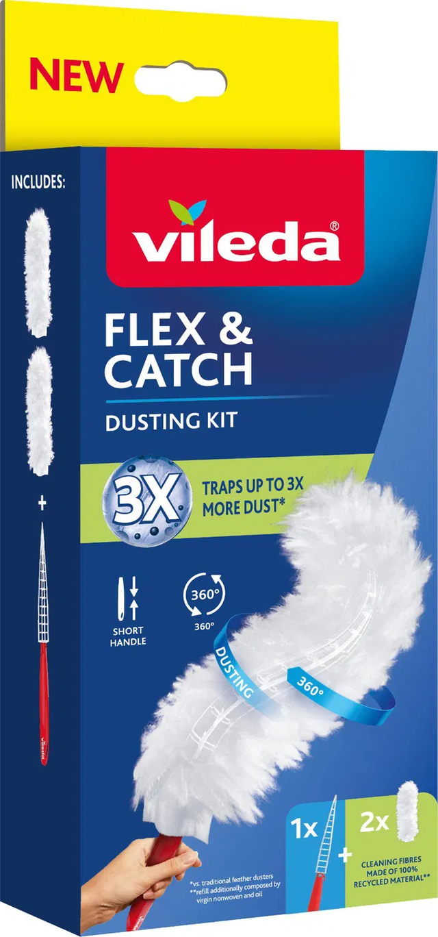 Prachovka VILEDA Flex&Catch s krátkou rukojetí 179432