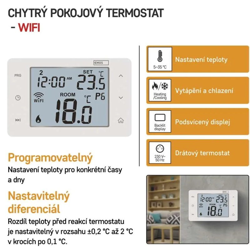 Smart termostat EMOS P56201 WiFi Tuya