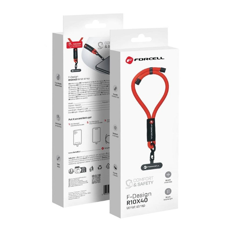 Šňůrka na zápěstí FORCELL R10X40 Red - nastavitelná