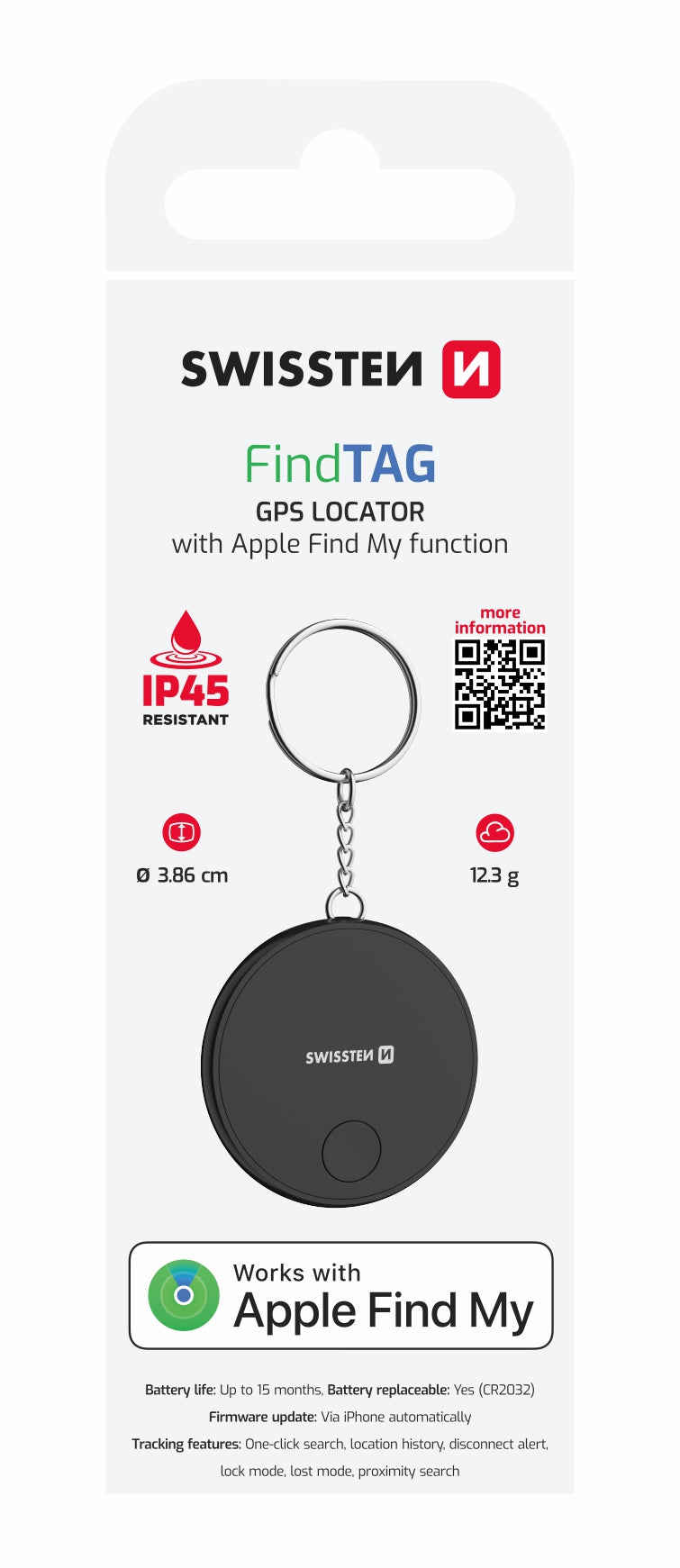 Smart lokátor SWISSTEN Find Tag Black