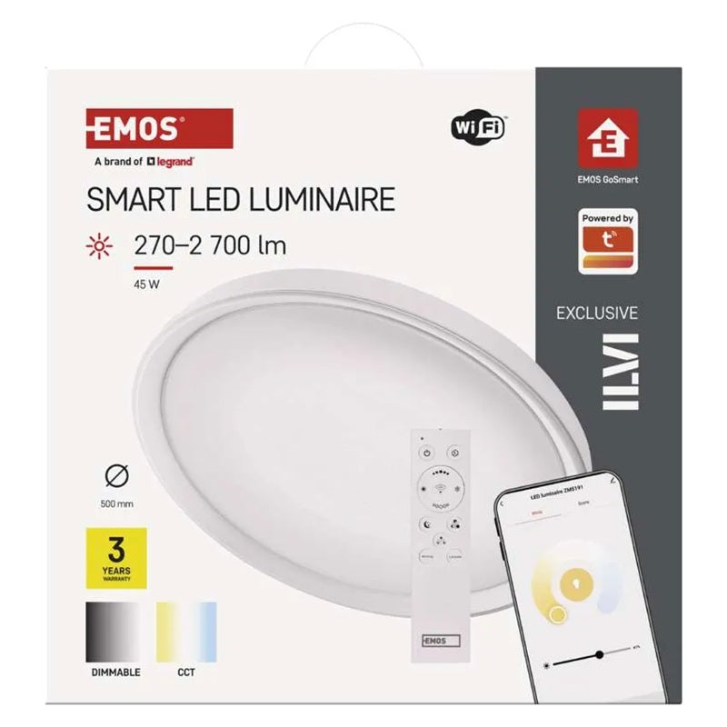 Chytré LED svítidlo GoSmart, přisazené, kruhové EMOS ZM5192 45W WiFi Tuya