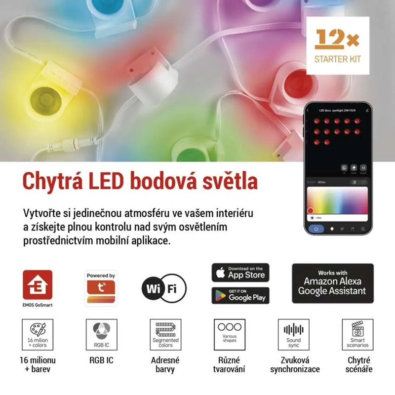 Smart LED bodové svítidlo – řetěz EMOS ZIW15CR WiFi Tuya
