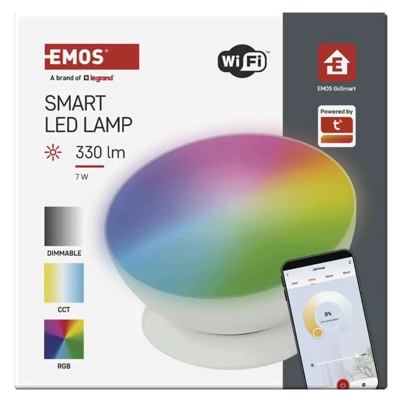 GoSmart LED ambientní lampa EMOS ZCW11WR, bílá, teplá bílá–studená bílá/ RGB, WiFi