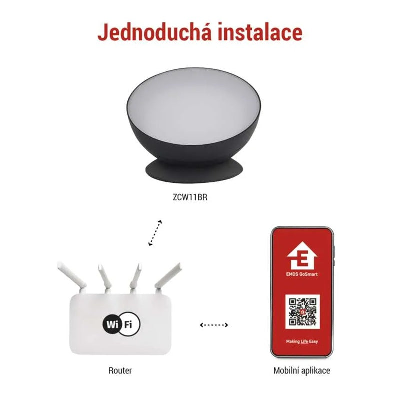 GoSmart LED ambientní lampa EMOS ZCW11BR, černá, teplá bílá–studená bílá/ RGB, WiFi