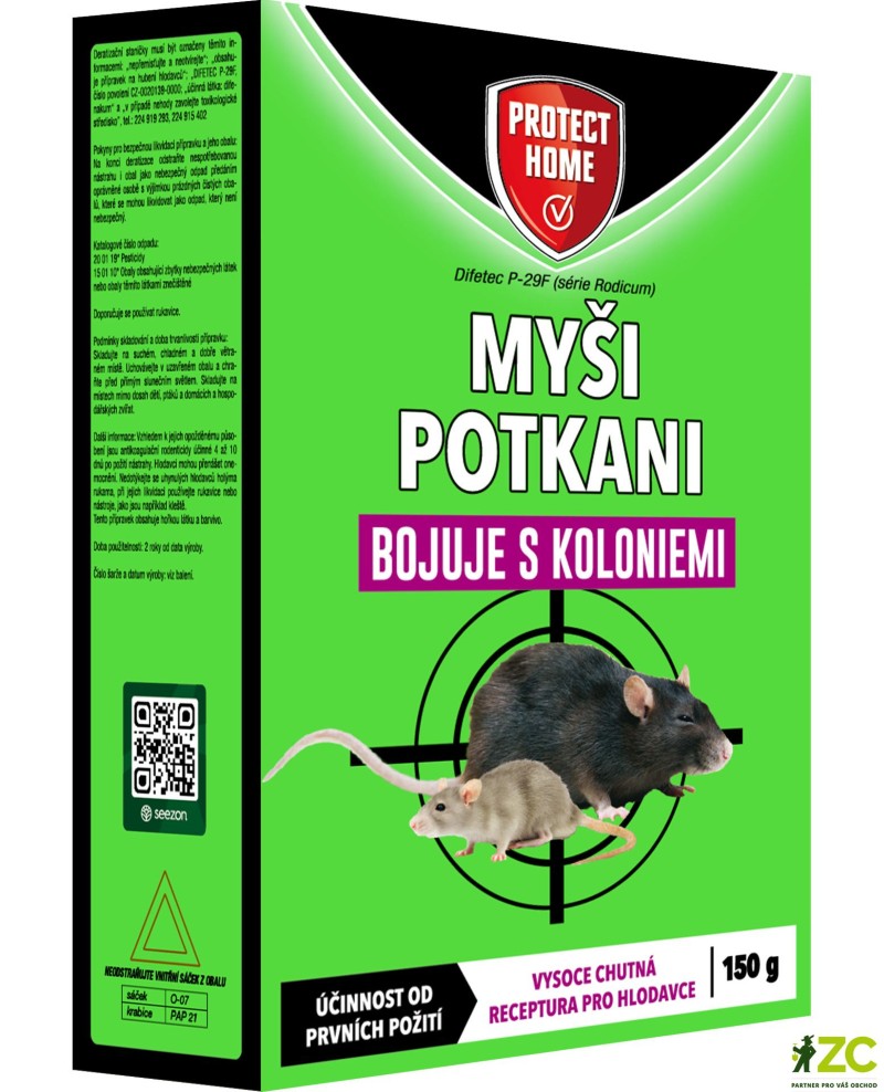 Rodenticid proti myším a potkanům Rodic Difetec P-29F 150g