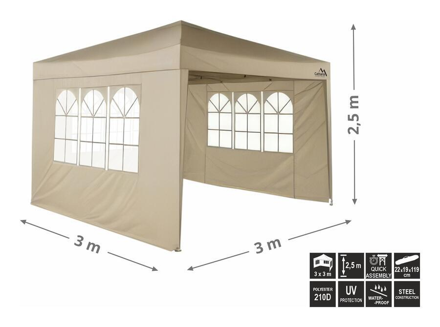 Párty stan CATTARA 13348 Palace Waterproof 3x3m béžový