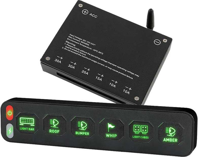 Ovládací panel se spínači pro 6 spotřebičů do karavanu L296A