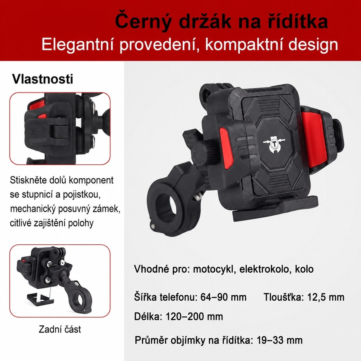 Univerzální držák telefonu na kolo/motocykl CARCLEVER r18