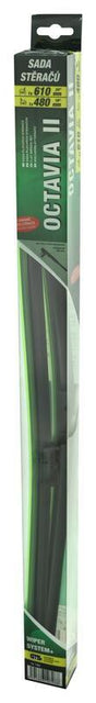 Ploché stěrače COMPASS FLAT SET 610+480mm GREEN OCT II