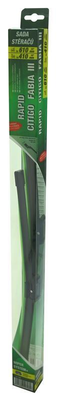 Ploché stěrače COMPASS FLAT SET 610+410mm GREEN FAB III/RAP/CIT