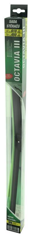 Ploché stěrače COMPASS FLAT SET 610+450mm GREEN OCT III