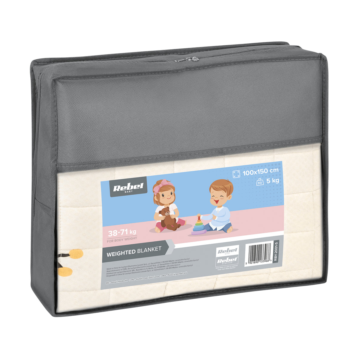 Zátěžová deka pro děti REBEL RBY-2001-5, 5 kg,100x150 cm