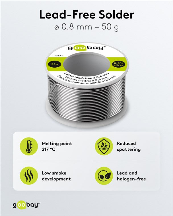 Cín 0.8mm 50g 99,3%Sn 0,7%Cu GOOBAY 77422