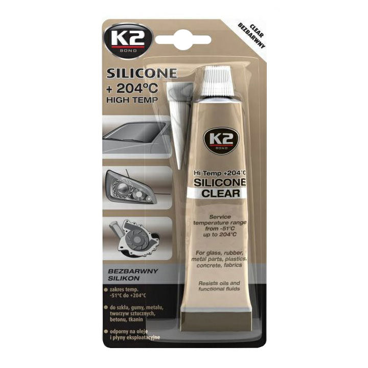 Vysokoteplotní čirý silikon K2 SILICONE CLEAR 85g