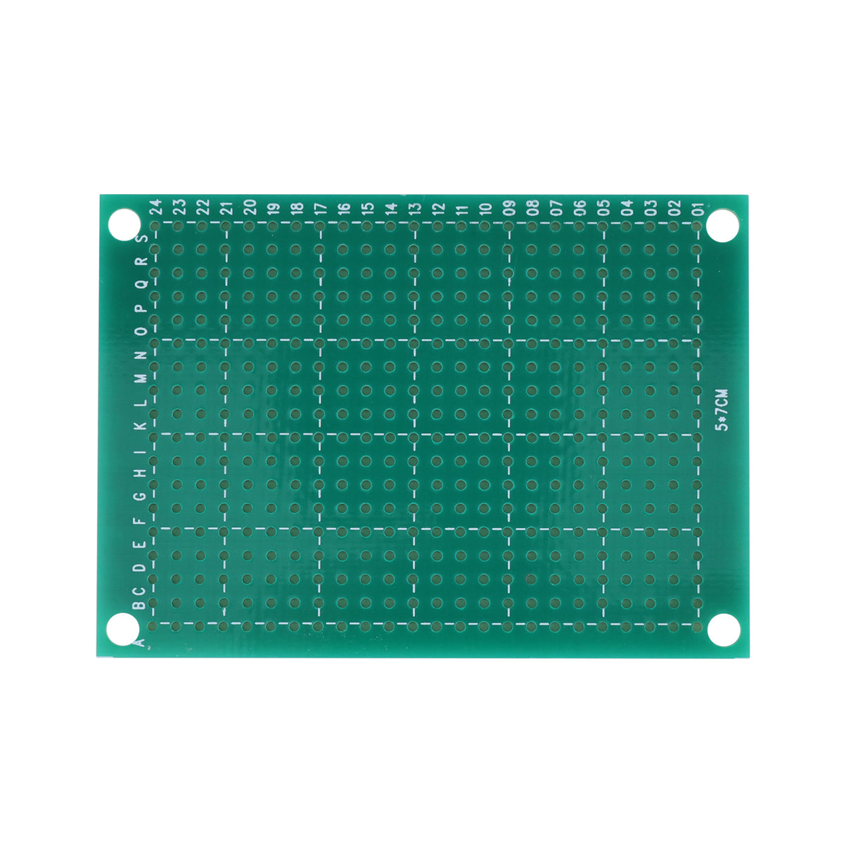 Univerzální prototypová deska plošných spojů 5×7 cm – jednostranná, rozteč 2,54 mm
