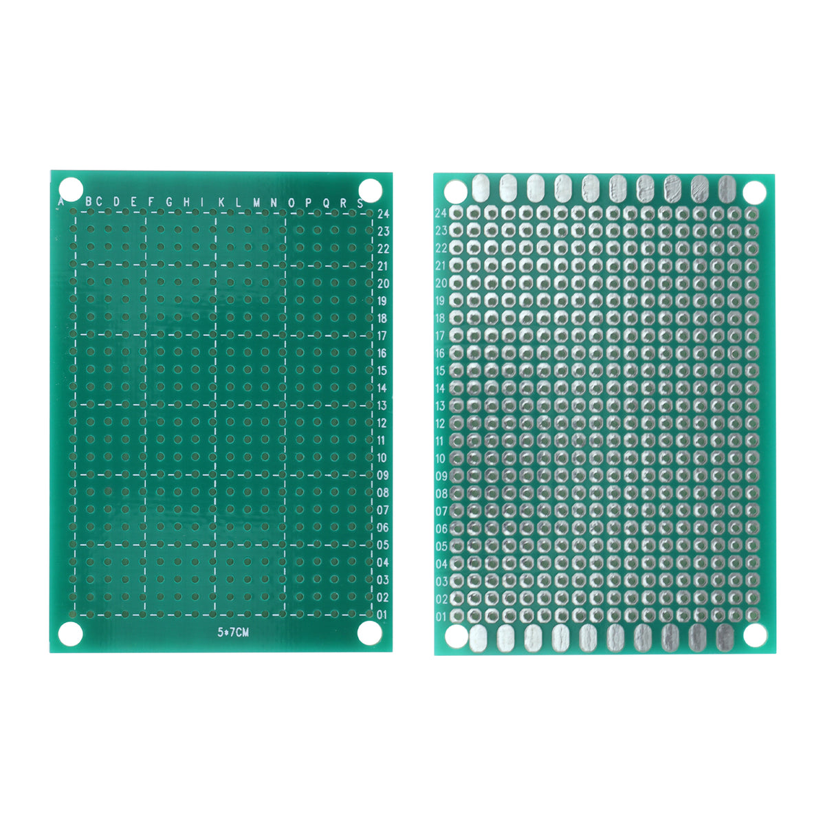 Univerzální prototypová deska plošných spojů 5×7 cm – jednostranná, rozteč 2,54 mm