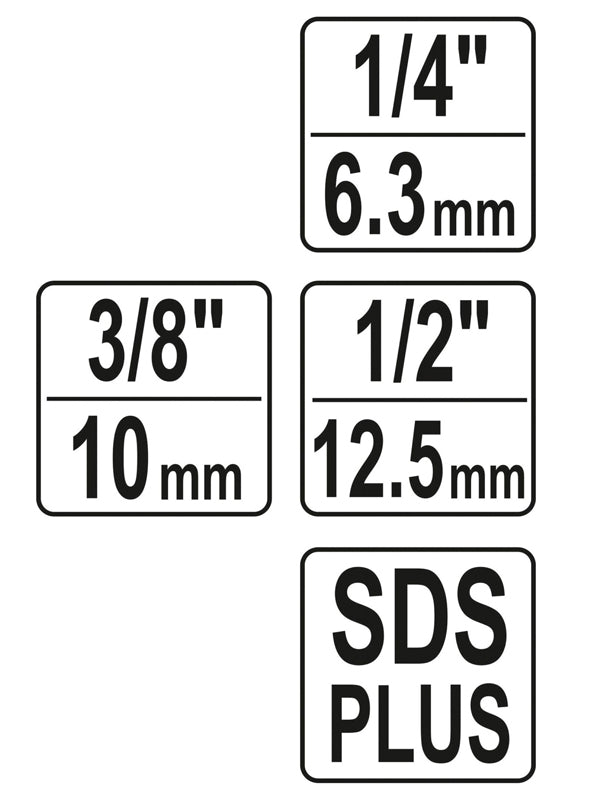 Sada adaptérů do vrtaček SDS+ 1/4", 3/8", 1/2" YATO YT-04686