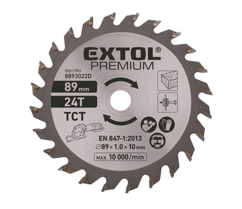 Kotouč pilový s SK plátky, Ř89 x 2,0 x 10 mm, 24T, EXTOL PREMIUM