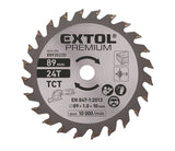 Kotouč pilový s SK plátky, Ř89 x 2,0 x 10 mm, 24T, EXTOL PREMIUM