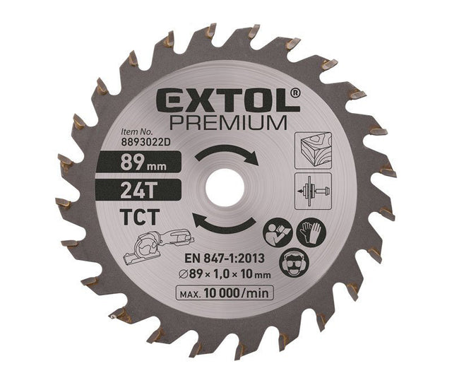 Kotouč pilový s SK plátky, Ř89 x 2,0 x 10 mm, 24T, EXTOL PREMIUM