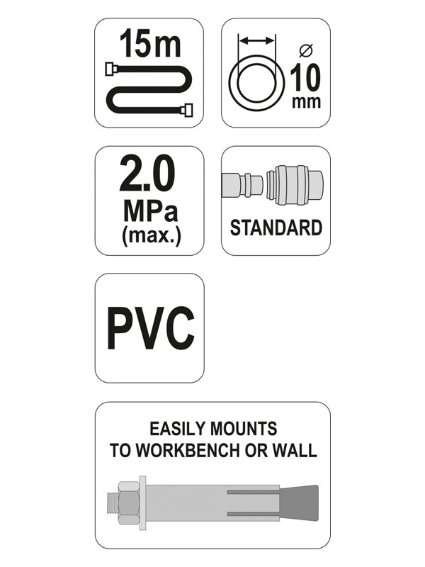 Naviják se vzduchovou hadicí PVC YATO YT-24240 15m