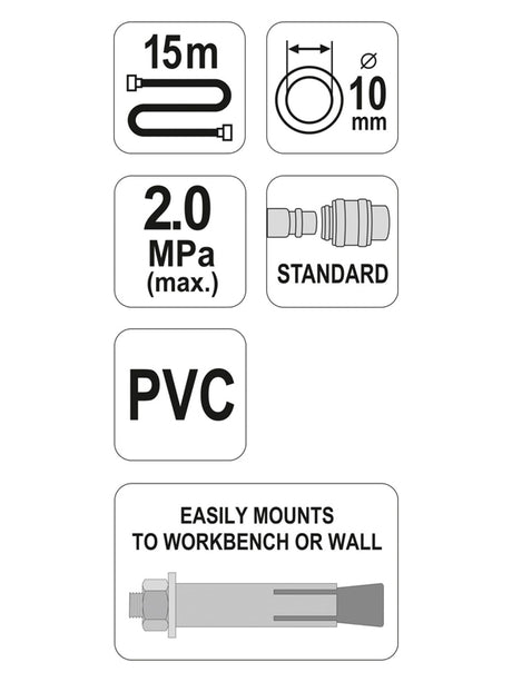 Naviják se vzduchovou hadicí PVC YATO YT-24240 15m