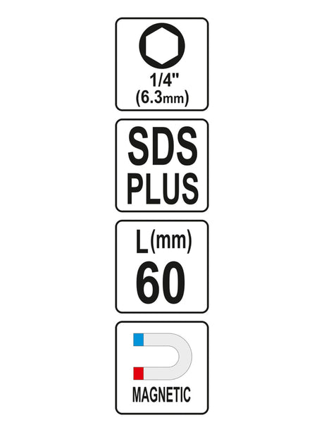 Adaptér do vrtačky SDS+ Hex 1/4" YATO YT-04690