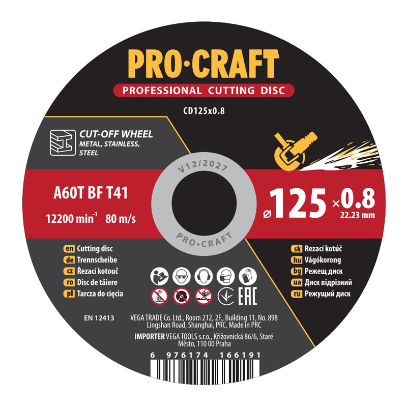 Kotouč řezný PROCRAFT 125x0.8mm