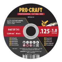 Kotouč řezný PROCRAFT 125x1.0mm