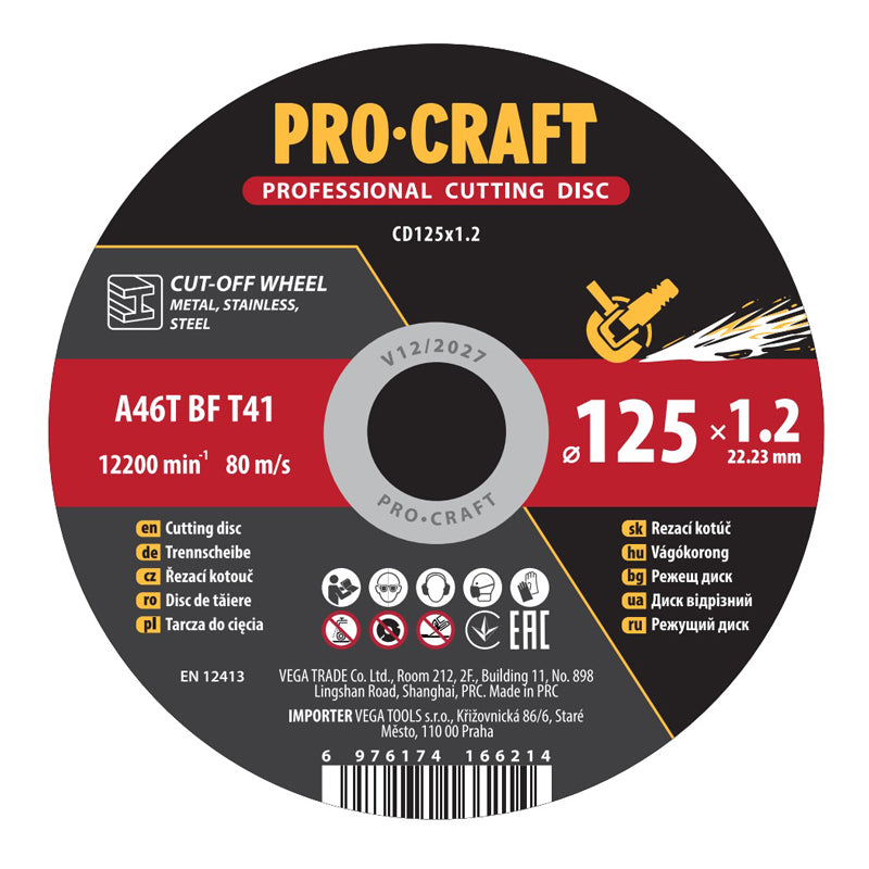 Kotouč řezný PROCRAFT 125x1.2mm