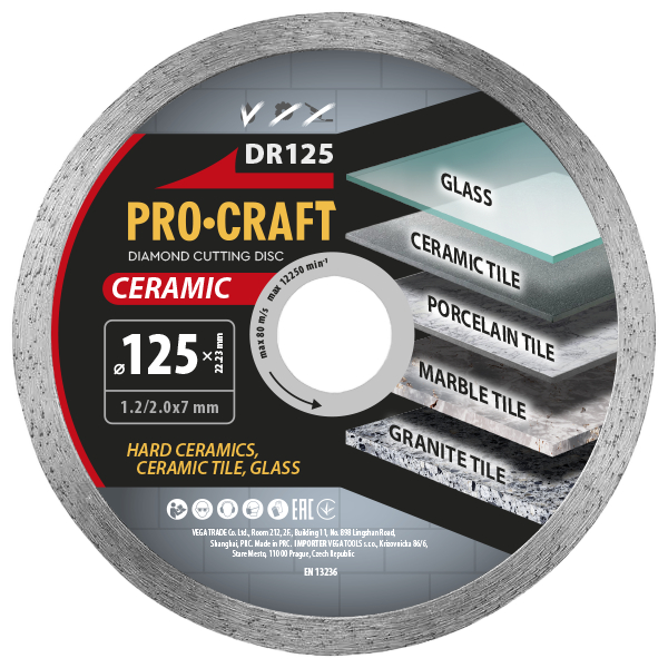 Kotouč řezný diamantový 125mm PROCRAFT DR125 Ceramic