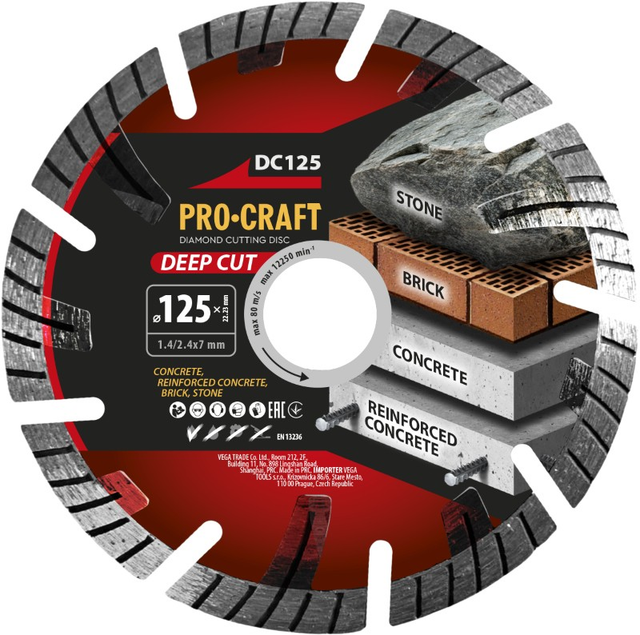 Kotouč řezný diamantový 125mm PROCRAFT DC125 Deep Cut