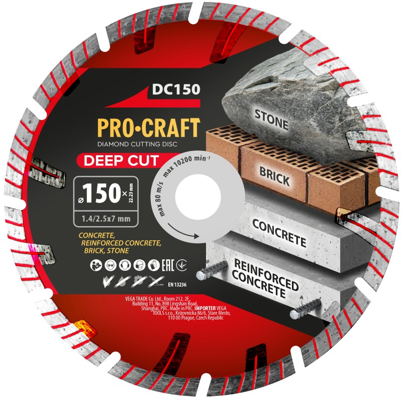 Kotouč řezný diamantový 150mm PROCRAFT DC150 Deep Cut