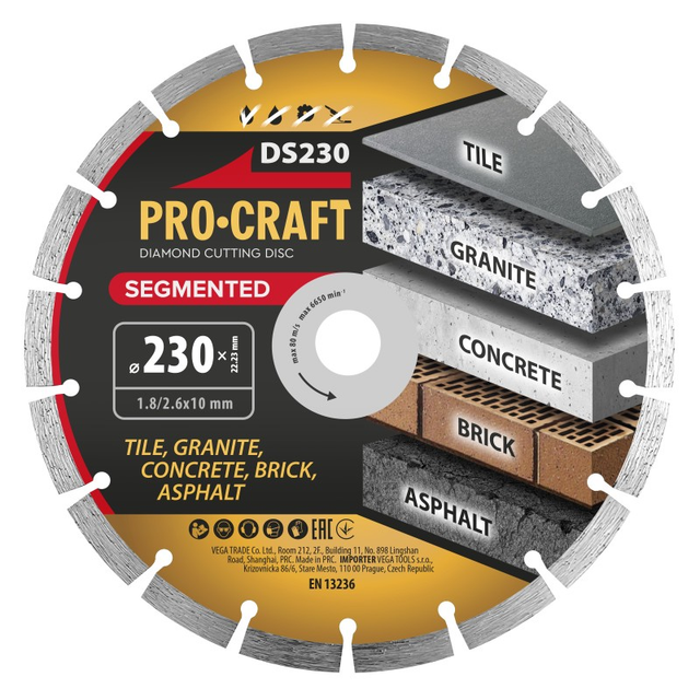 Kotouč řezný diamantový 230mm PROCRAFT DS230 Segmented