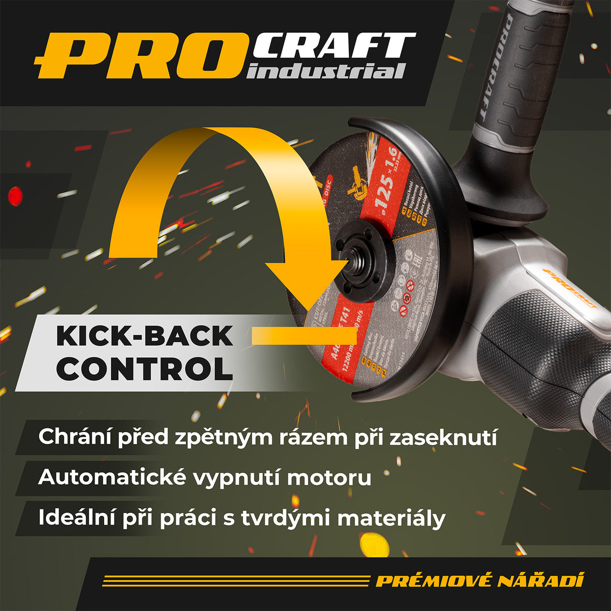 Bruska úhlová AKU PROCRAFT Industrial AG125A-1B-F