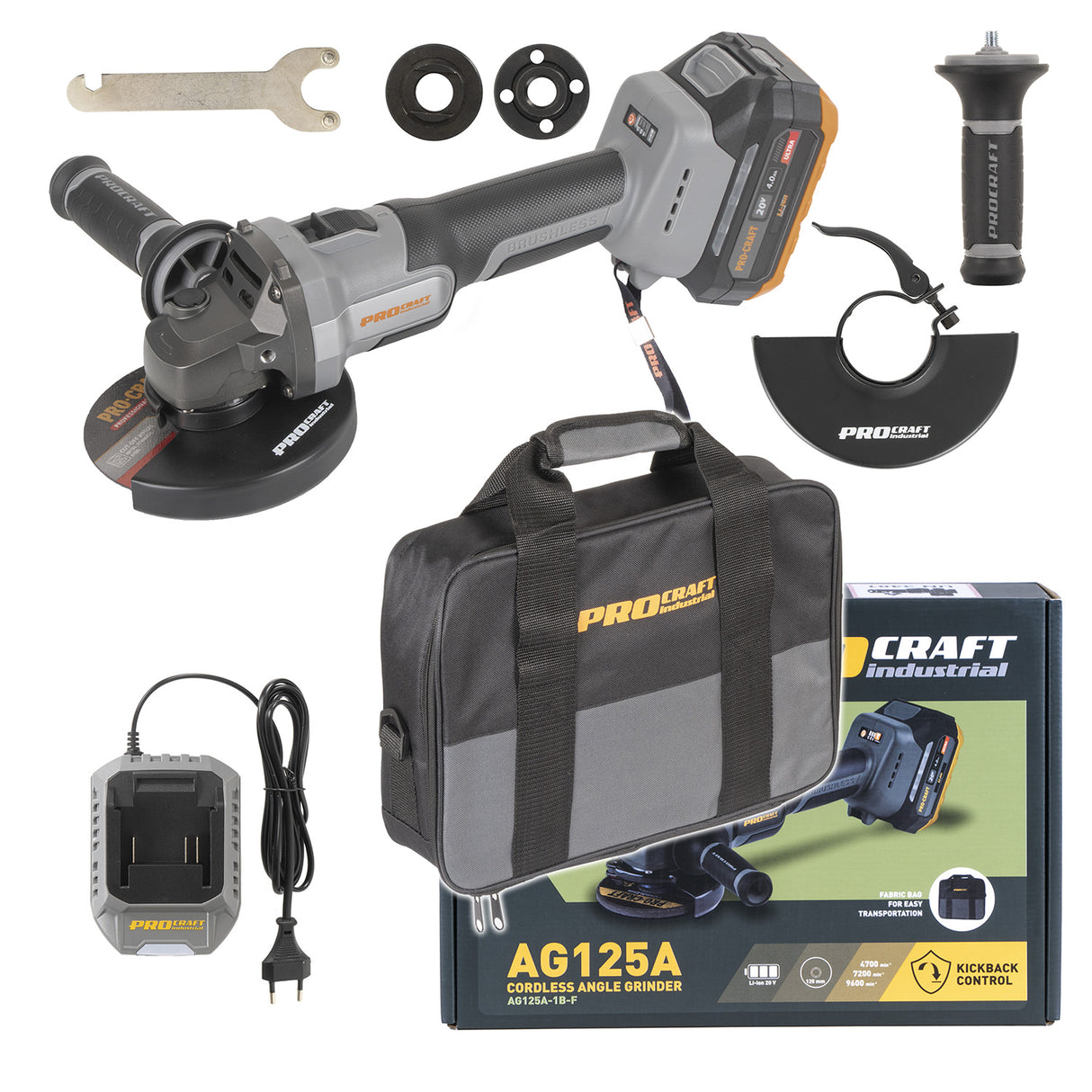 Bruska úhlová AKU PROCRAFT Industrial AG125A-1B-F