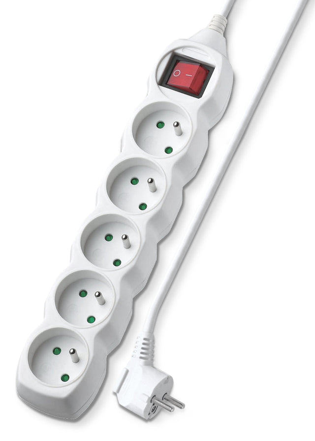 Prodlužovací kabel 5 zásuvek 2m GETI GEC52S s vypínačem