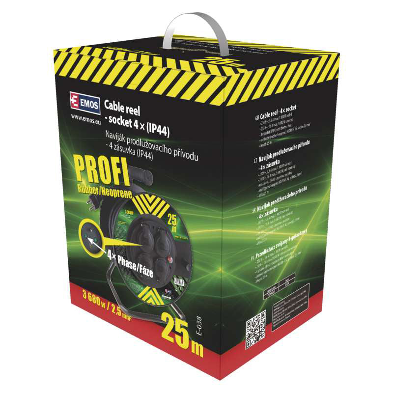 Prodlužovací kabel na bubnu - 4 zásuvky 25m EMOS P084253
