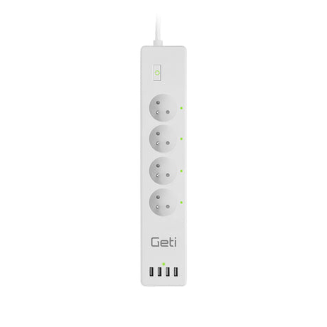 Prodlužovací přívod Smart GETI GSS04, 4 zásuvky, 4x USB, Tuya