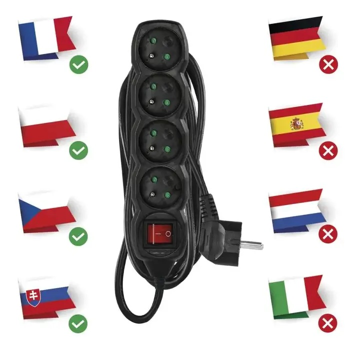 Prodlužovací přívod 4 zásuvky 5m EMOS PC1415R