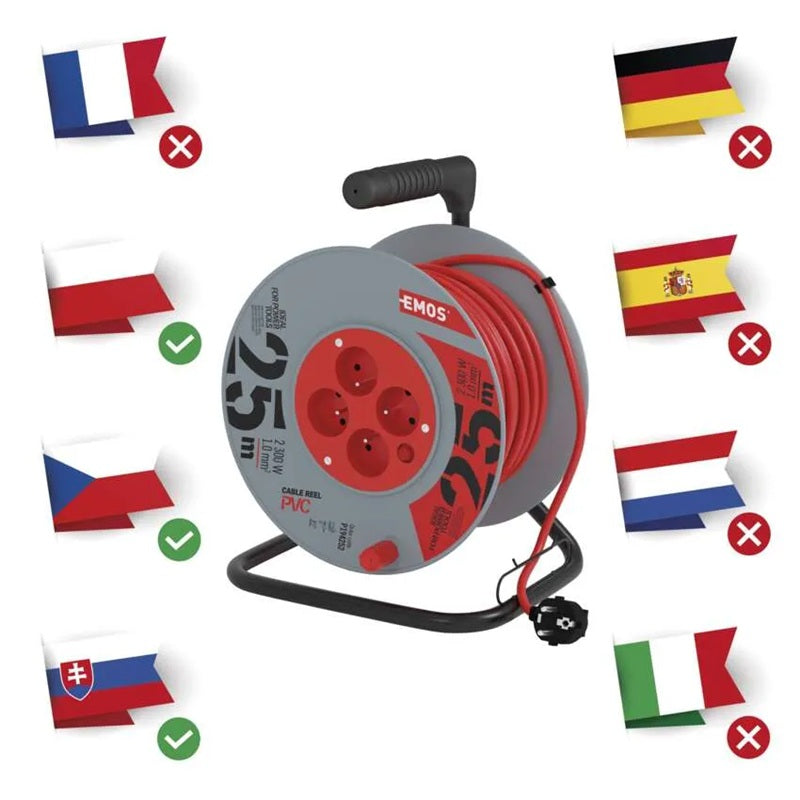 Prodlužovací kabel na bubnu - 4 zásuvky 25m EMOS P194252