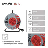 Prodlužovací kabel na bubnu - 4 zásuvky 25m EMOS P19425
