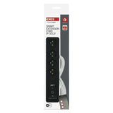 GoSmart prodlužovací přívod 4 zásuvky 2m EMOS P1412SM s vyp./ USB /bílá-černá/PVC/ WiFi