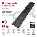 GoSmart prodlužovací přívod 4 zásuvky 2m EMOS P1412SM s vyp./ USB /bílá-černá/PVC/ WiFi