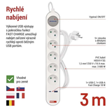 Prodlužovací přívod 5 zásuvek 3m EMOS P1513FC