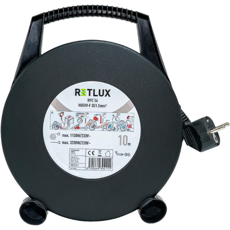 Prodlužovací kabel na bubnu - 3 zásuvky 10m RETLUX RPC 54
