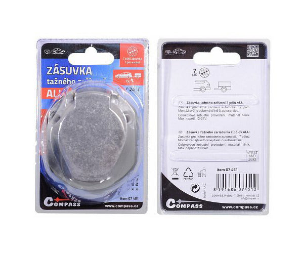 Zásuvka tažného zařízení 7 pólů COMPASS 07451 Alu