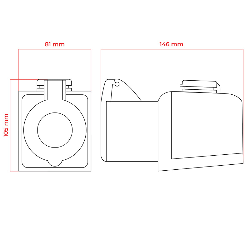 Zásuvka DPM 5p 16A 250/400V IP44 WS-GS-5-16A-230