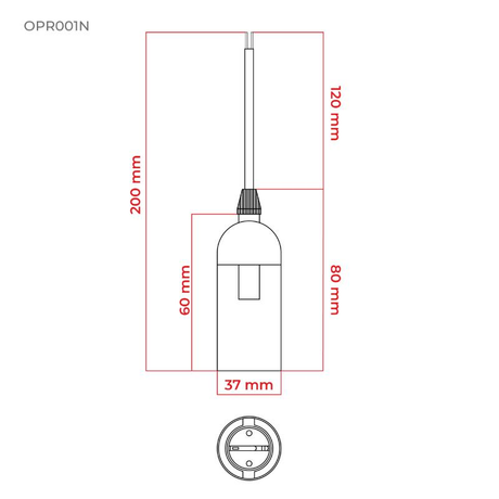 Objímka E27 s kabelem DPM OPR001N