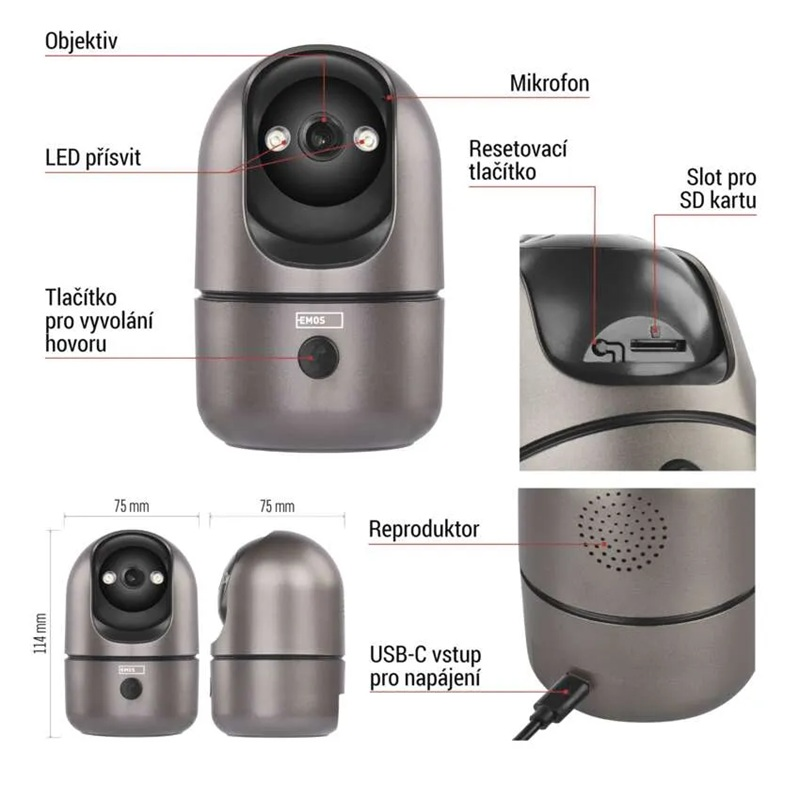 GoSmart vnitřní otočná kamera EMOS IP-220W s WiFi